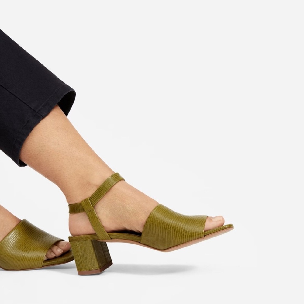 Everlane Olive Green Block Heel Sandals